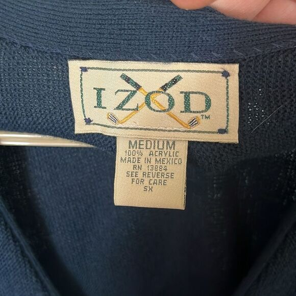 Vintage IZOD Golf Logo Navy Button Cardigan size Medium - Picture 6 of 6